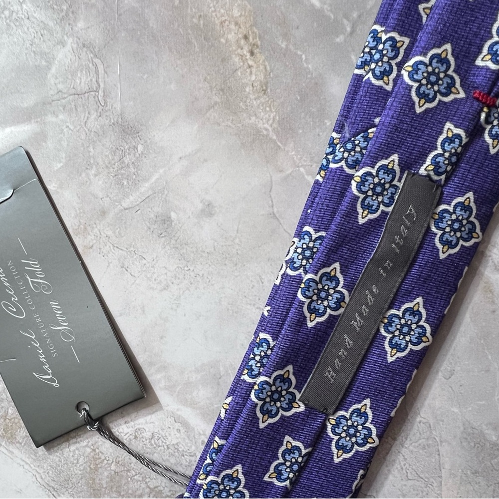 NWT $125 Daniel Cremieux Limited Edition Purple Geometric Pattern Tie - Picture 4 of 5